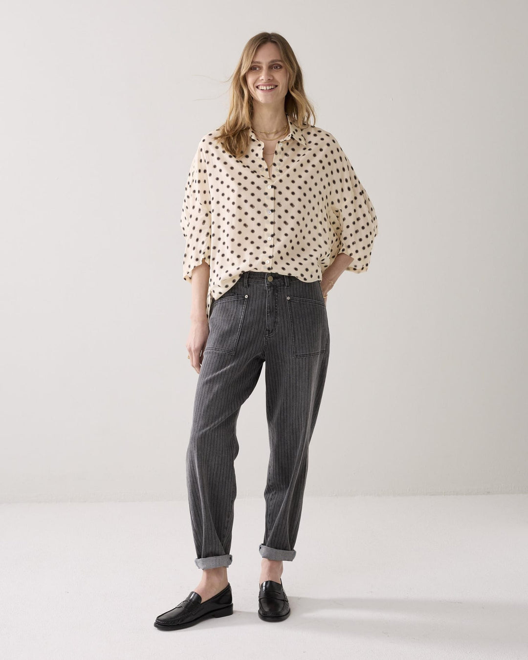 Summum 2S3434-12390 blouse k/m ecru dessin