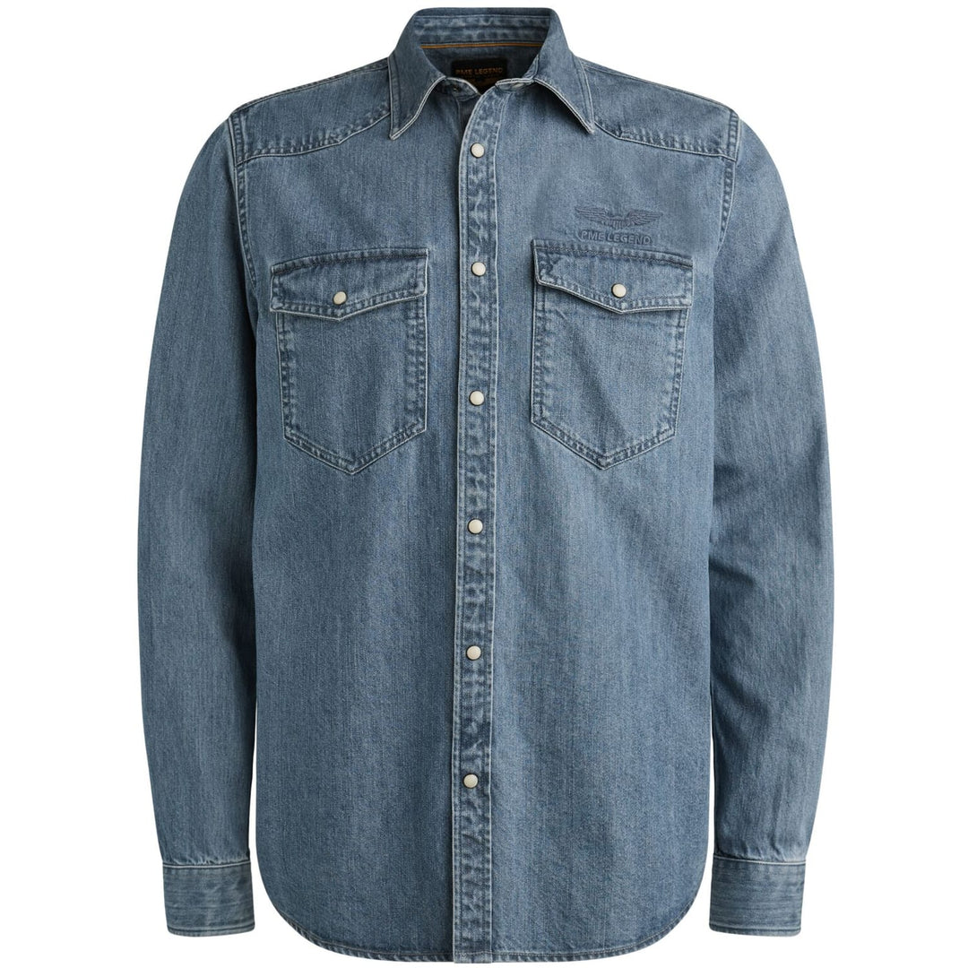 PME-Legend denim overhemd l/m – heren - Blue Denim