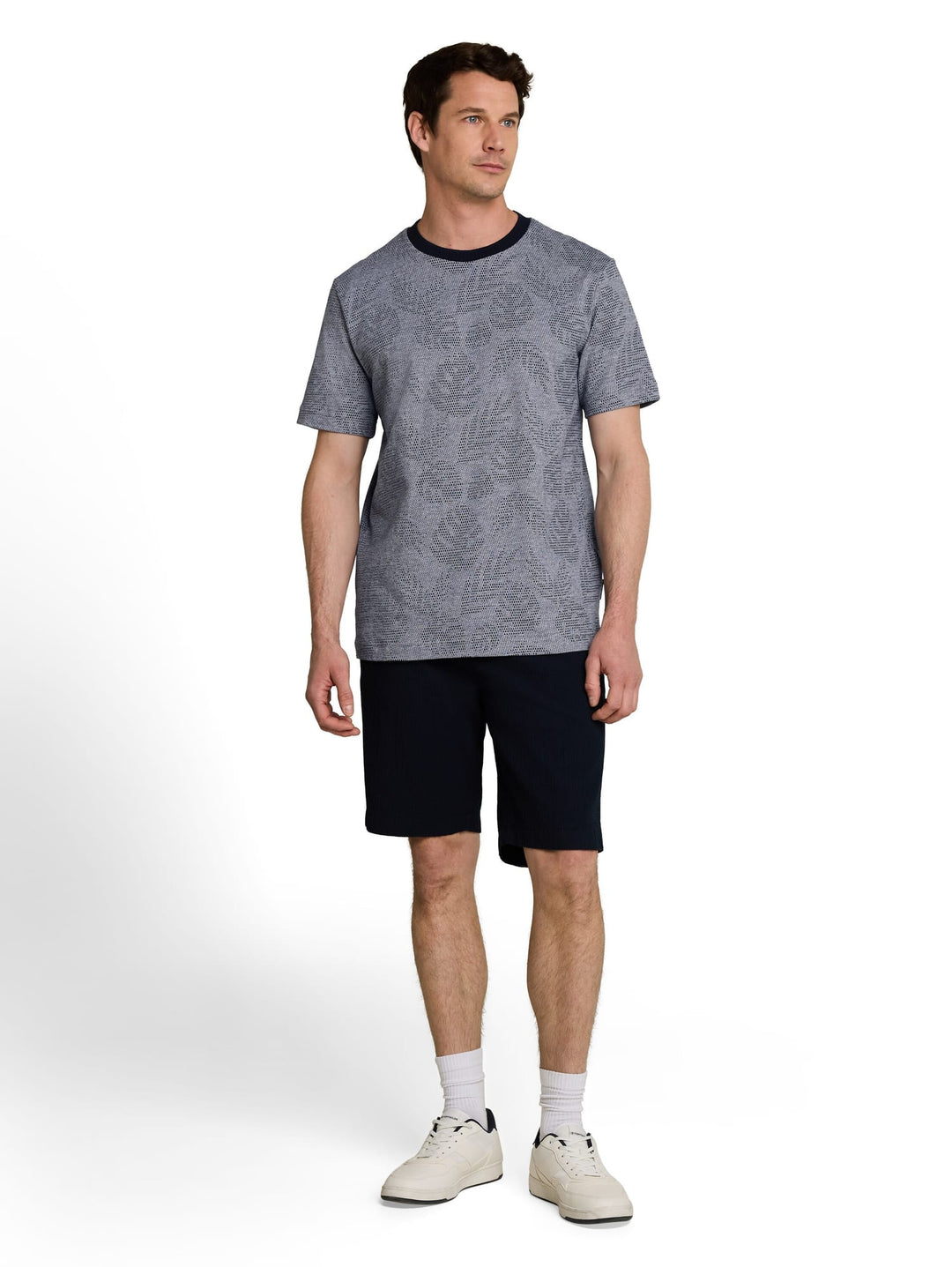 Tom Tailor jacquard T-shirt blauw dessin – heren