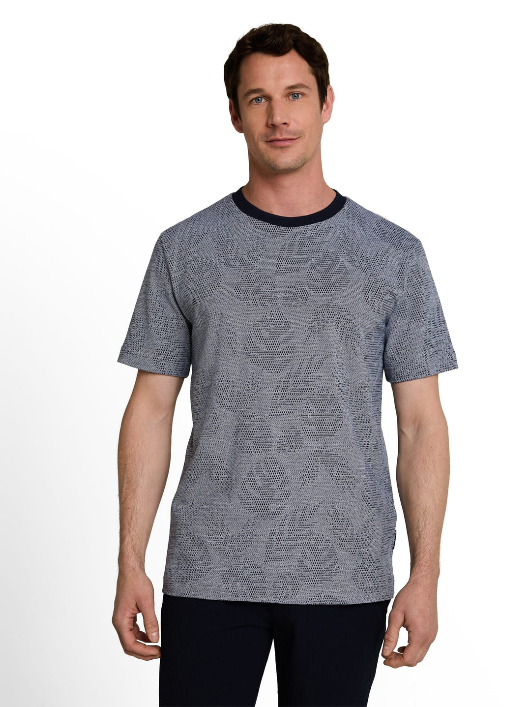Tom Tailor jacquard T-shirt blauw dessin – heren