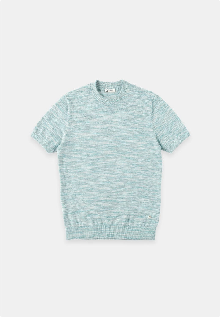 Gabbiano men T-shirt Knit slub melange groen dessin – heren