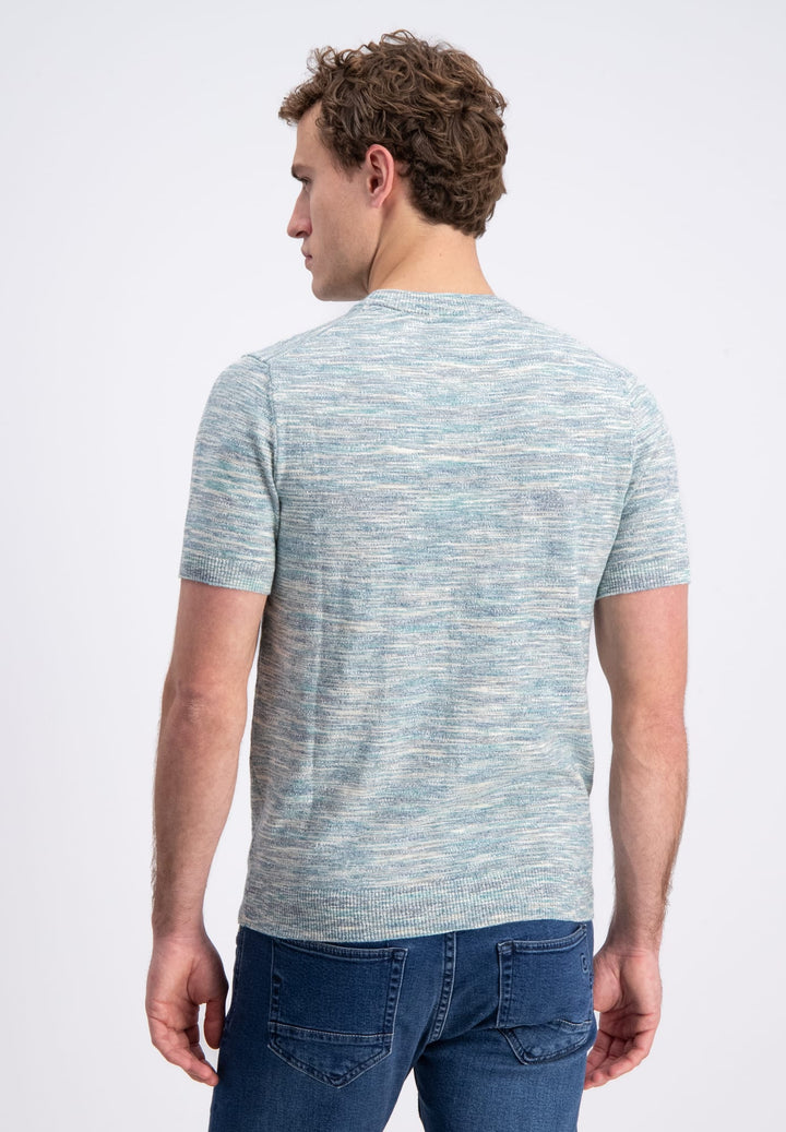 Gabbiano men T-shirt Knit slub melange groen dessin – heren