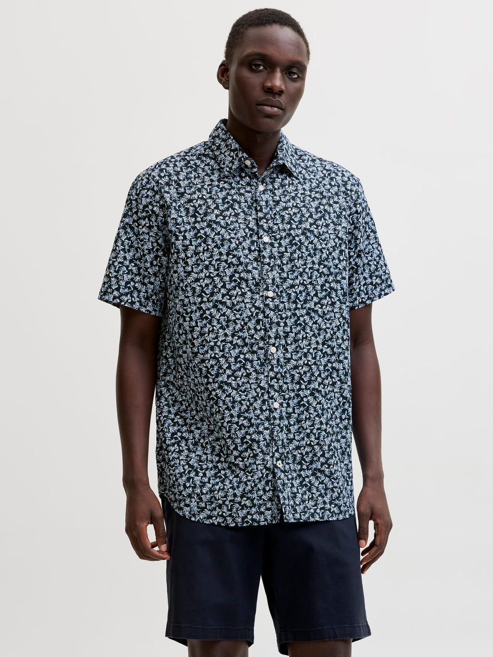 Jack & Jones 12292179 blasummer overhemd k/m blauw dessin