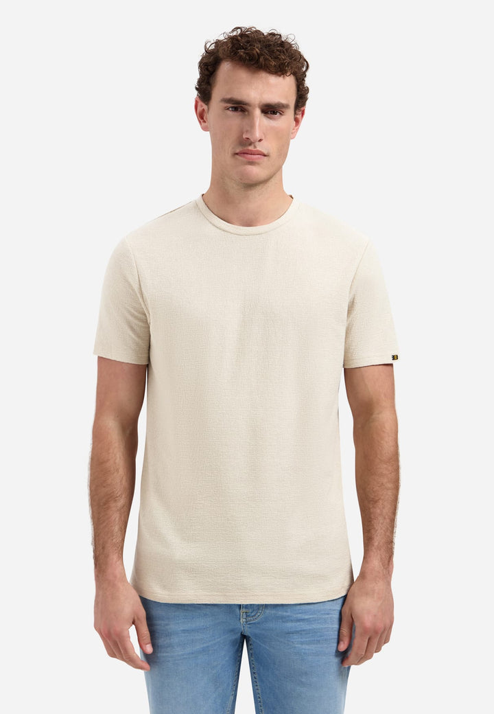 No Excess T-Shirt Crewneck Solid Jacquard – heren - Beige