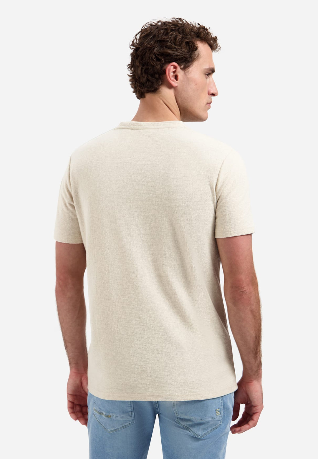 No Excess T-Shirt Crewneck Solid Jacquard – heren - Beige
