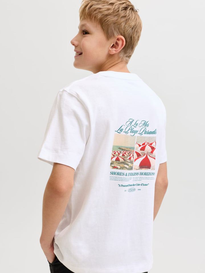jack &amp; jones kids JORCASSIS PHOTO BACK TEE SS CN JNR wit dessin – jongens
