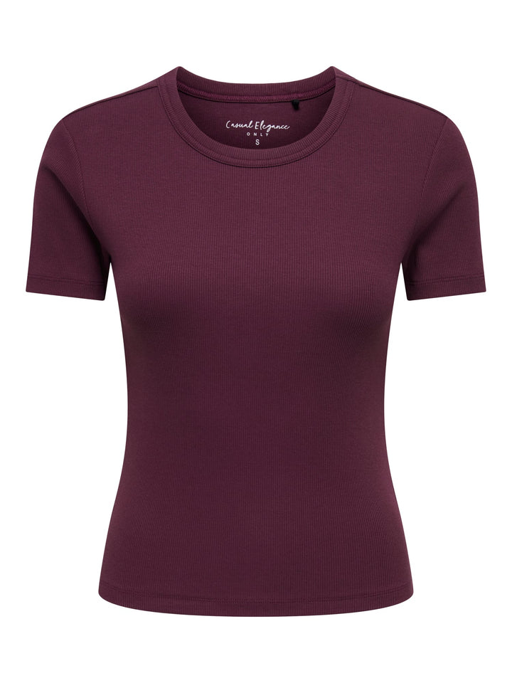 Only t-shirt k/m dames bordeaux – ONLVAL S/S O-NECK