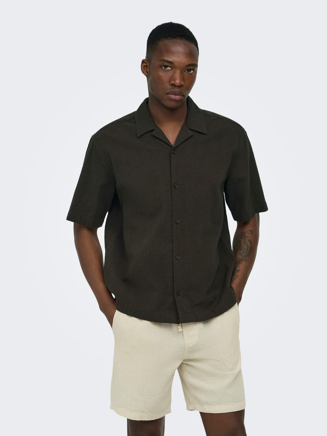 ONLY & SONS Cruz overhemd k/m bruin – heren