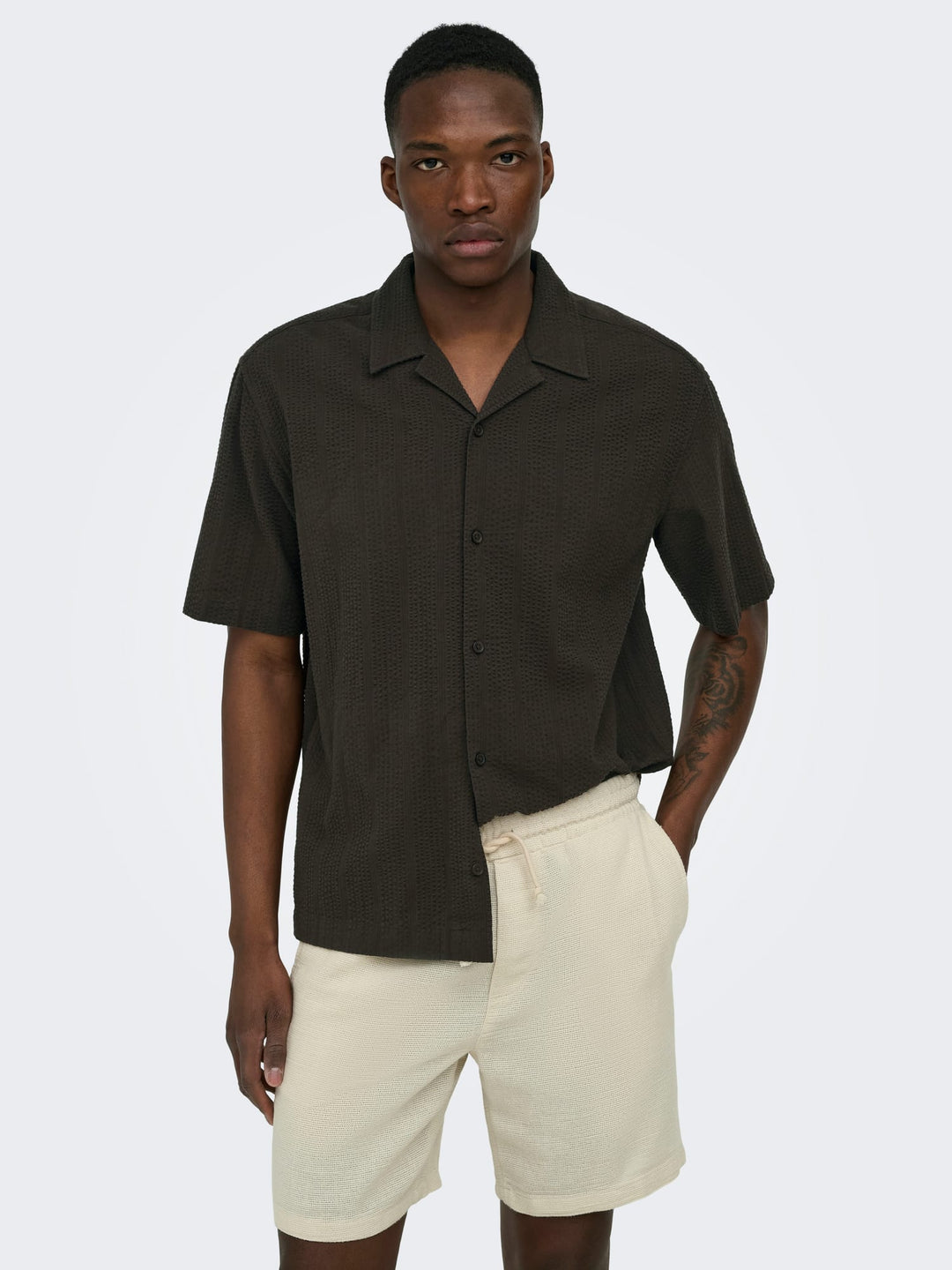 ONLY & SONS Cruz overhemd k/m bruin – heren