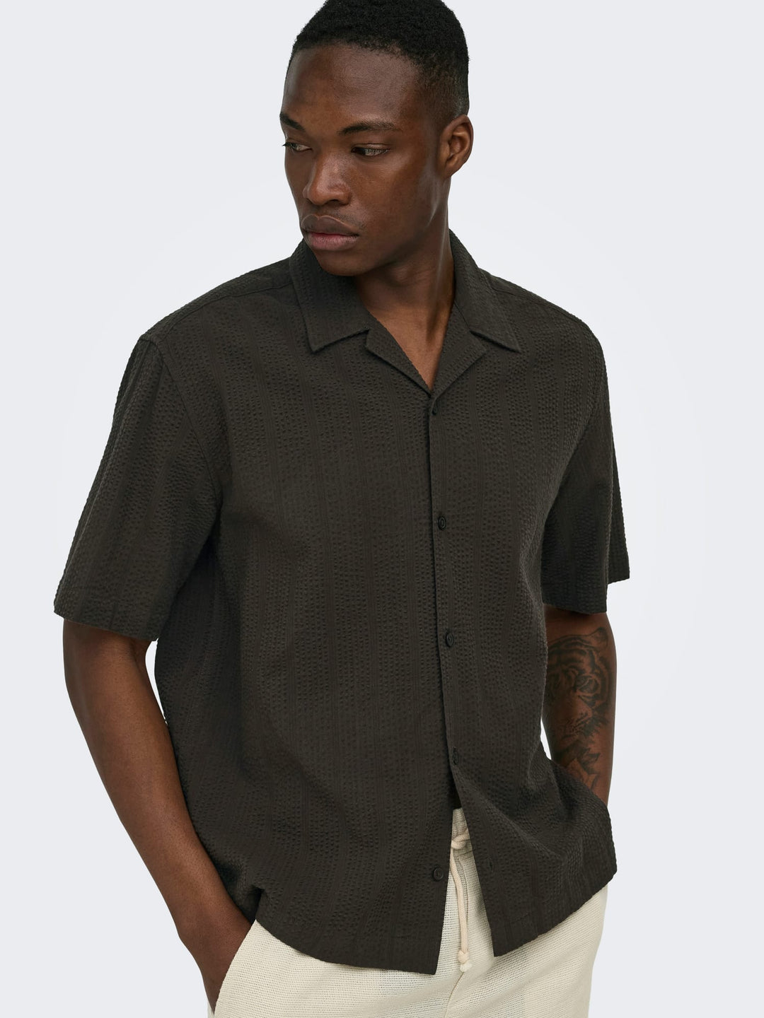 ONLY & SONS 22038003 Cruz overhemd k/m bruin – heren