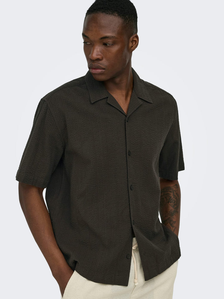 ONLY & SONS 22038003 Cruz overhemd k/m bruin – heren