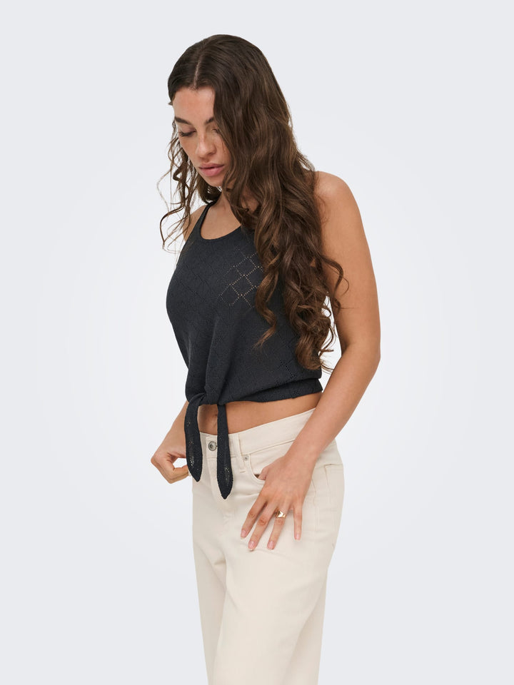 Jacqueline de Yong JDYVIOLA LIFE S/L KNOT TOP – dames - Zwart