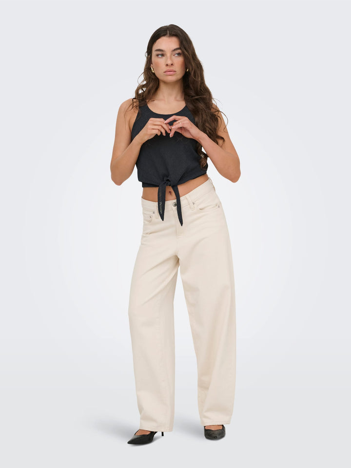 Jacqueline de Yong JDYVIOLA LIFE S/L KNOT TOP – dames - Zwart