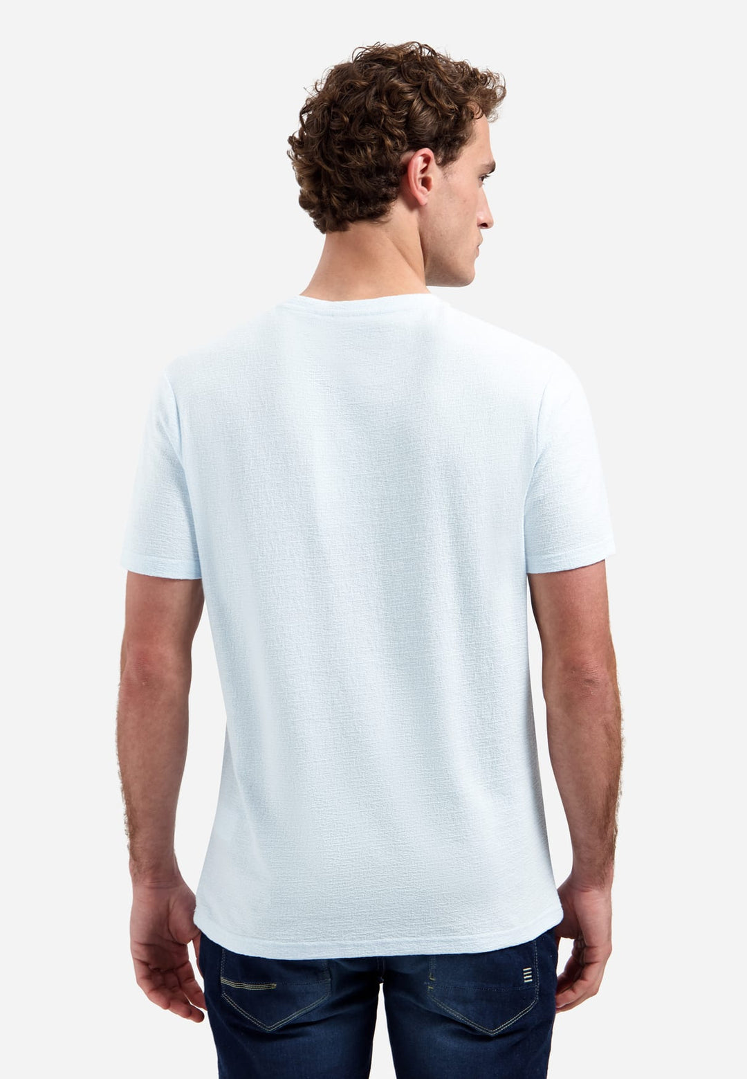 No Excess T-Shirt Crewneck Solid Jacquard lichtblauw – heren