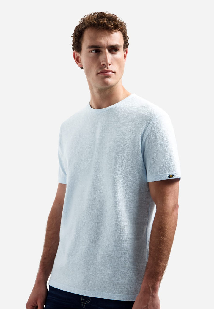 No Excess T-Shirt Crewneck Solid Jacquard lichtblauw – heren