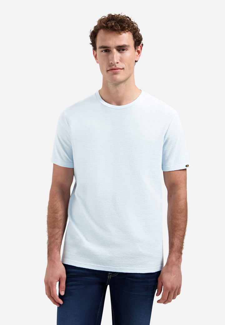 No Excess T-Shirt Crewneck Solid Jacquard lichtblauw – heren