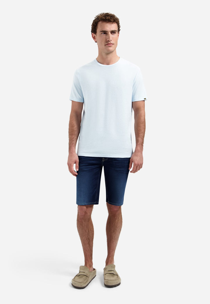 No Excess T-Shirt Crewneck Solid Jacquard lichtblauw – heren