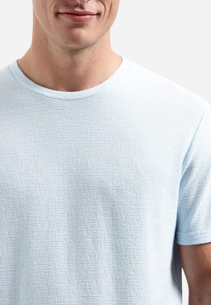 No Excess T-Shirt Crewneck Solid Jacquard lichtblauw – heren