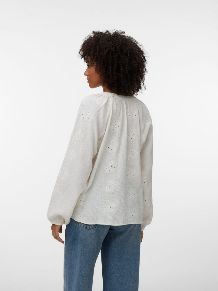 VERO MODA Natali top l/m dames – off-white