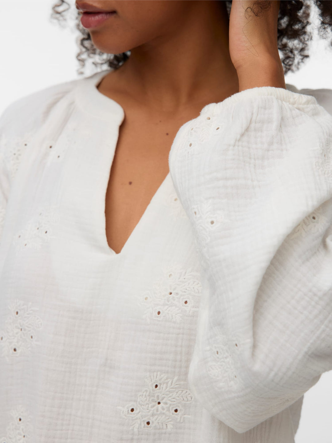 VERO MODA Natali top l/m dames – off-white