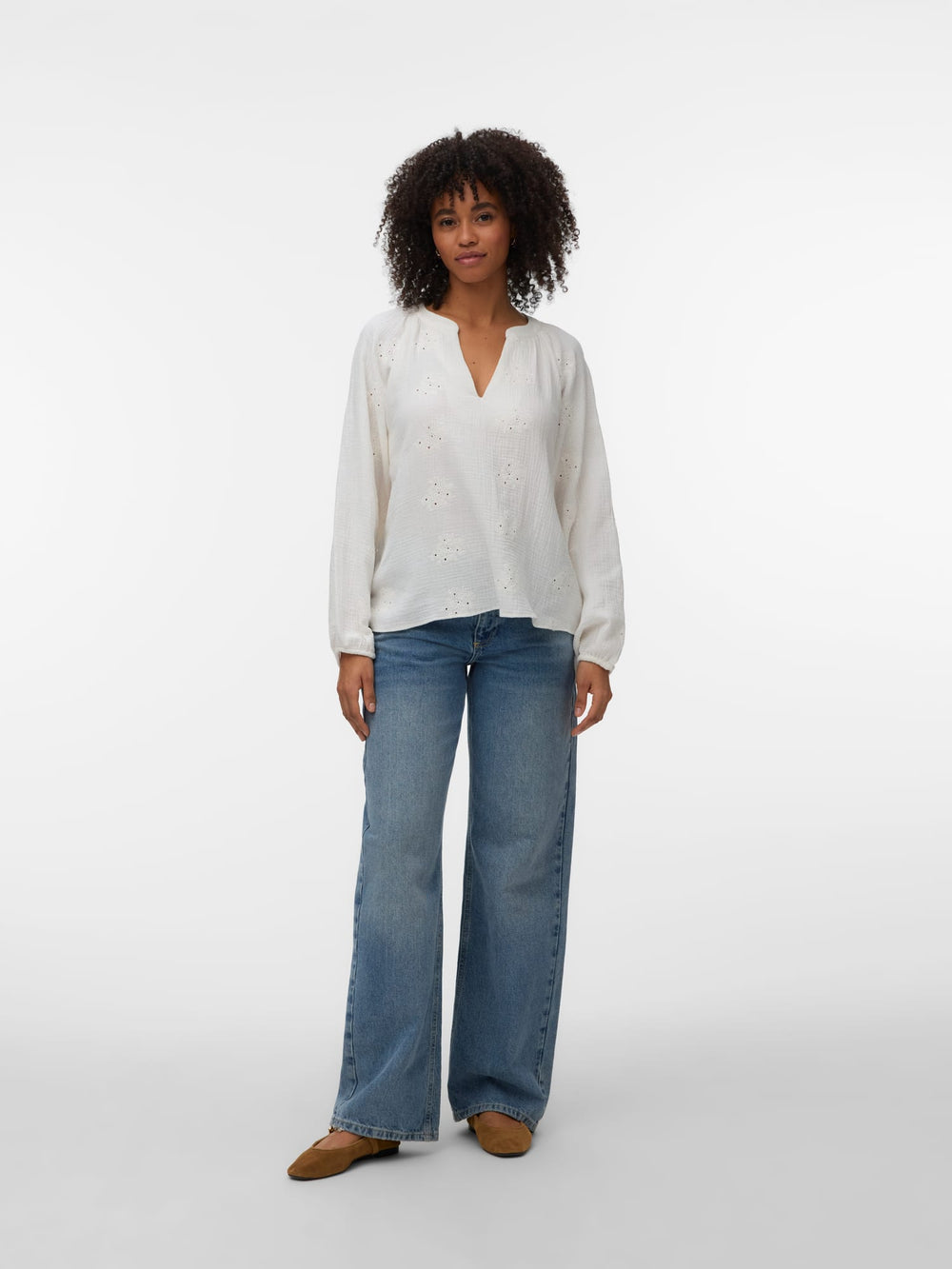 VERO MODA Natali top l/m dames – off-white