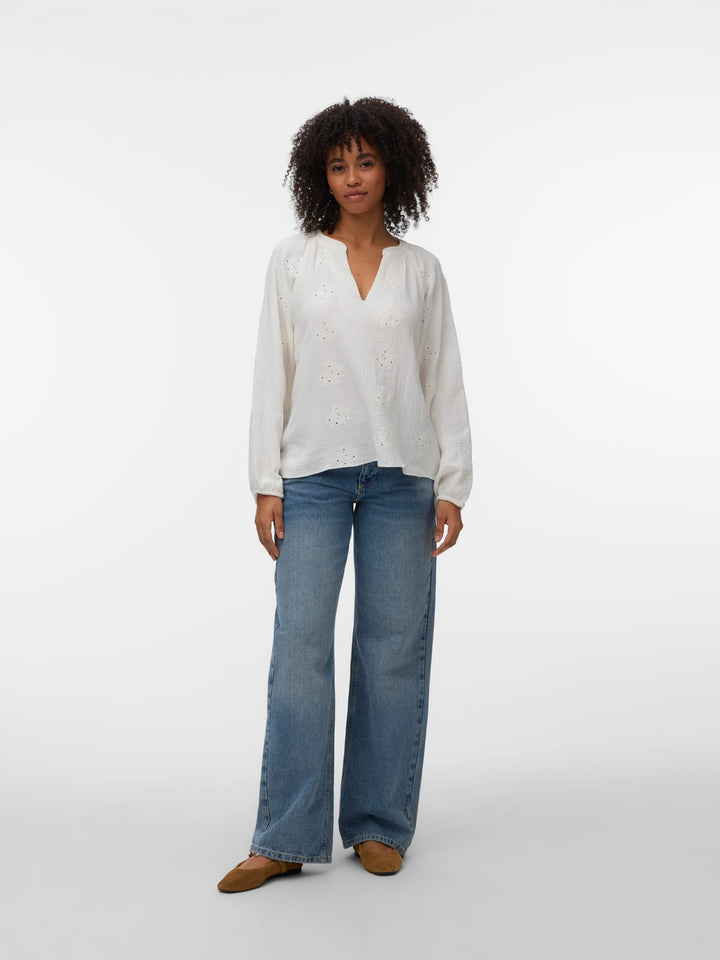 VERO MODA Natali top l/m dames – off-white