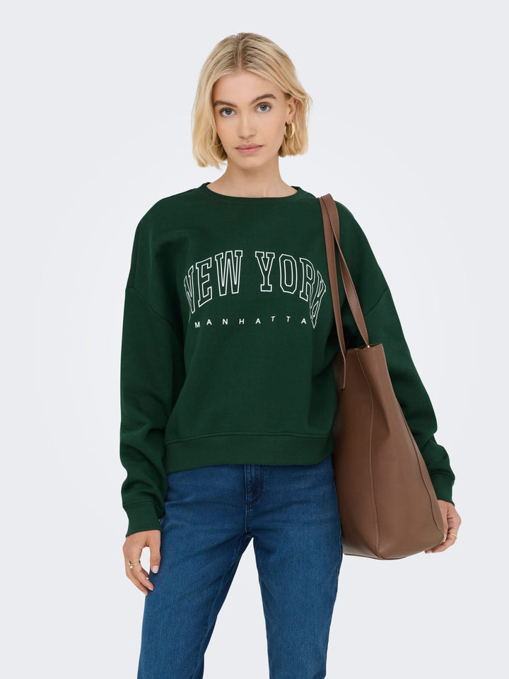 Only 15254183 Sweat life sweater dames donkergroen