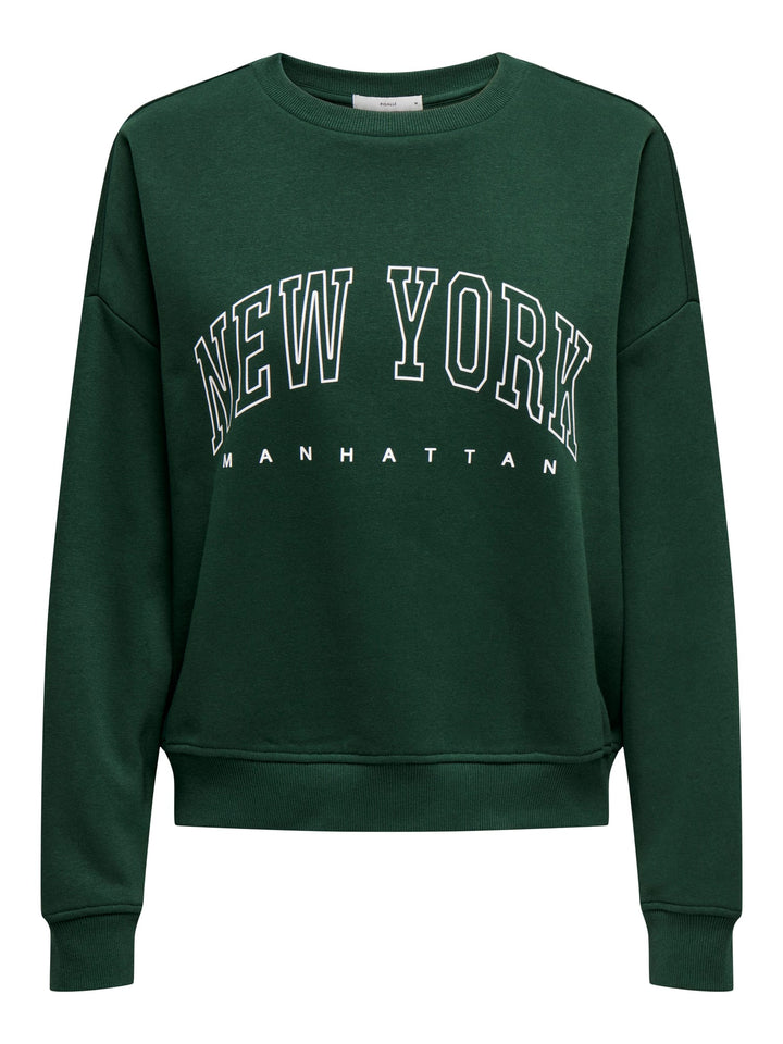 Only 15254183 Sweat life sweater dames donkergroen