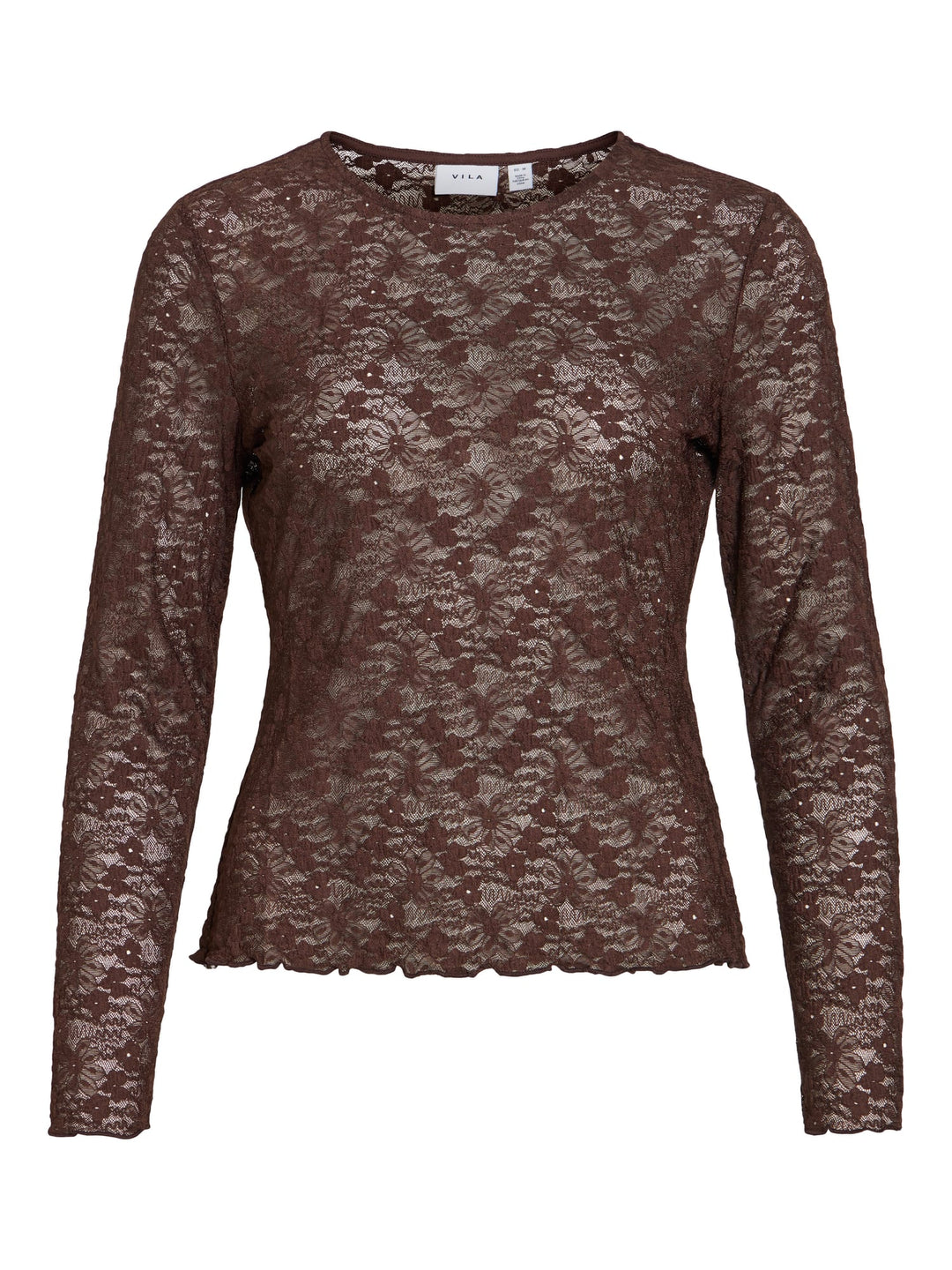 Vila Fay O-hals top bruin – dames