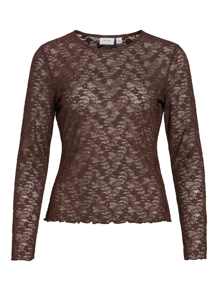 Vila Fay O-hals top bruin – dames