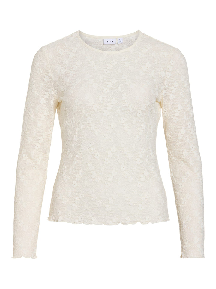 Vila VIFAY O-NECK L/S TOP ecru – dames blouse