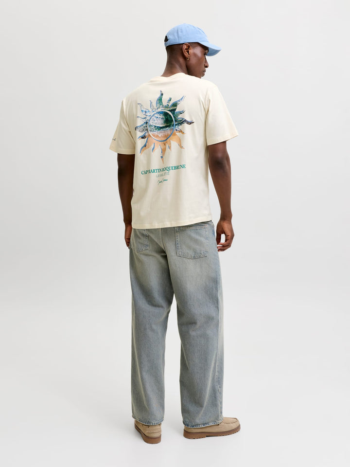 Jack & Jones T-shirt JORHYERES BACK ELEMENT – heren - Ecru
