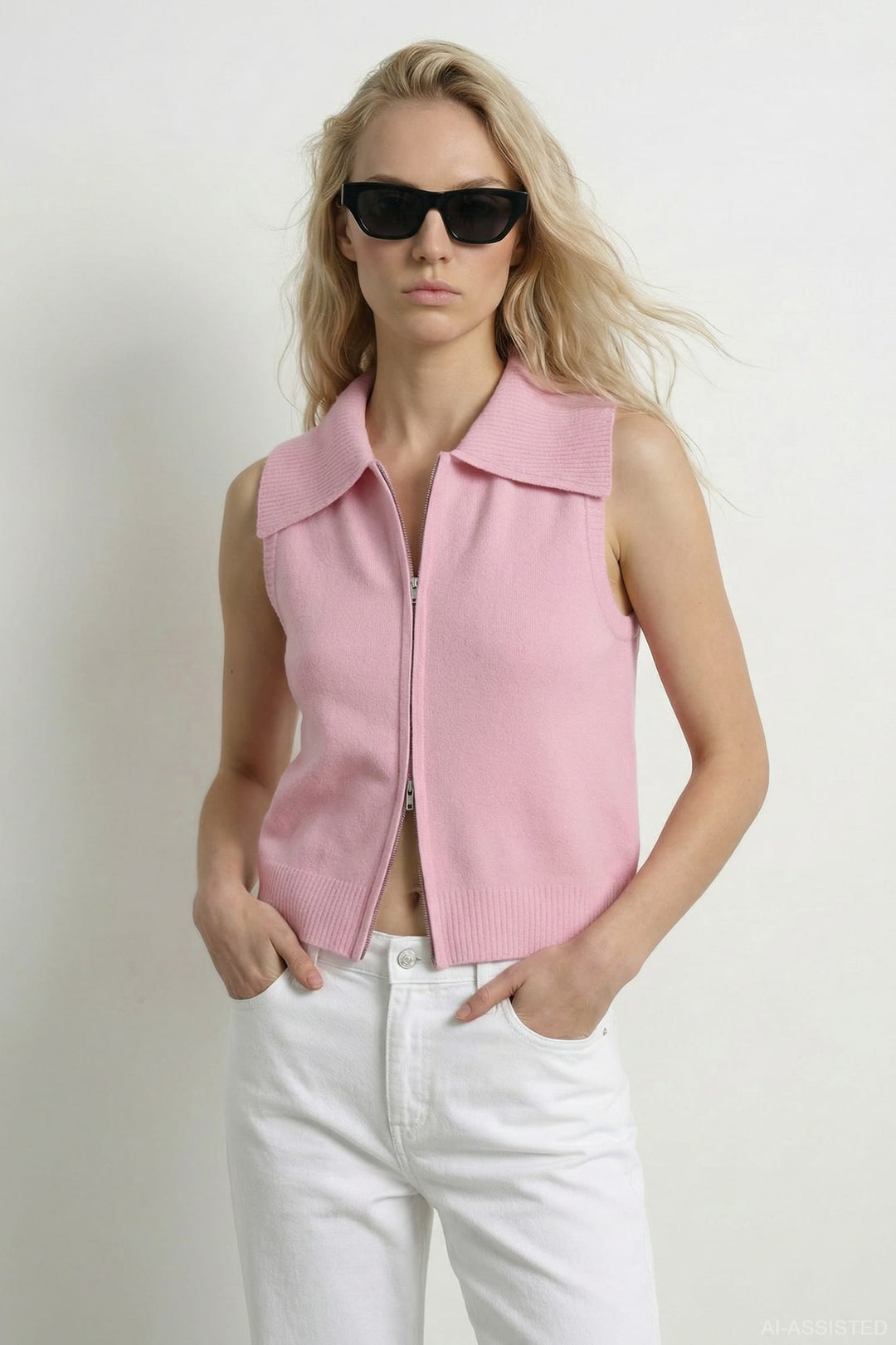 Hype drop Nisrine gilet gebreid roze – dames