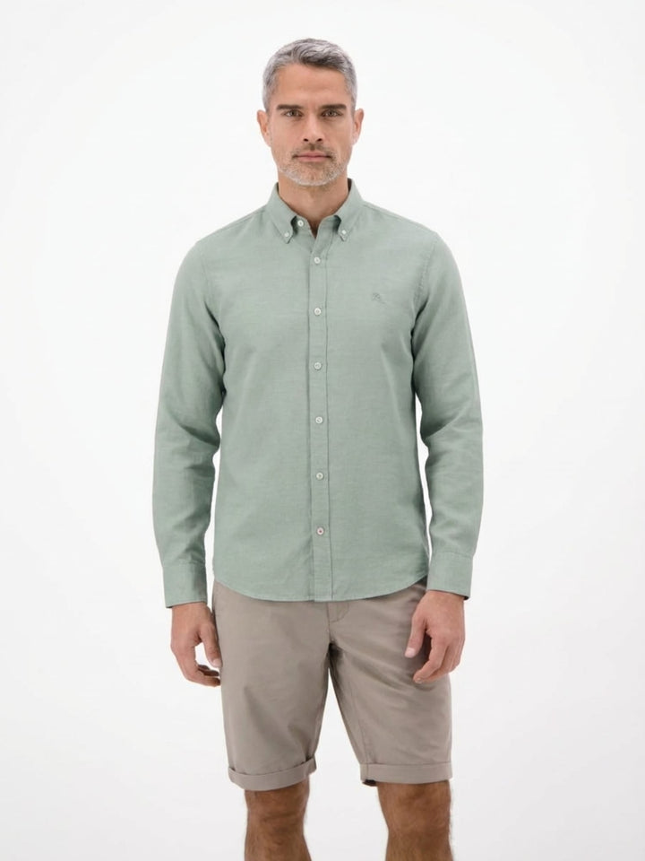 Lerros overhemd l/m heren steel – casual elegantie