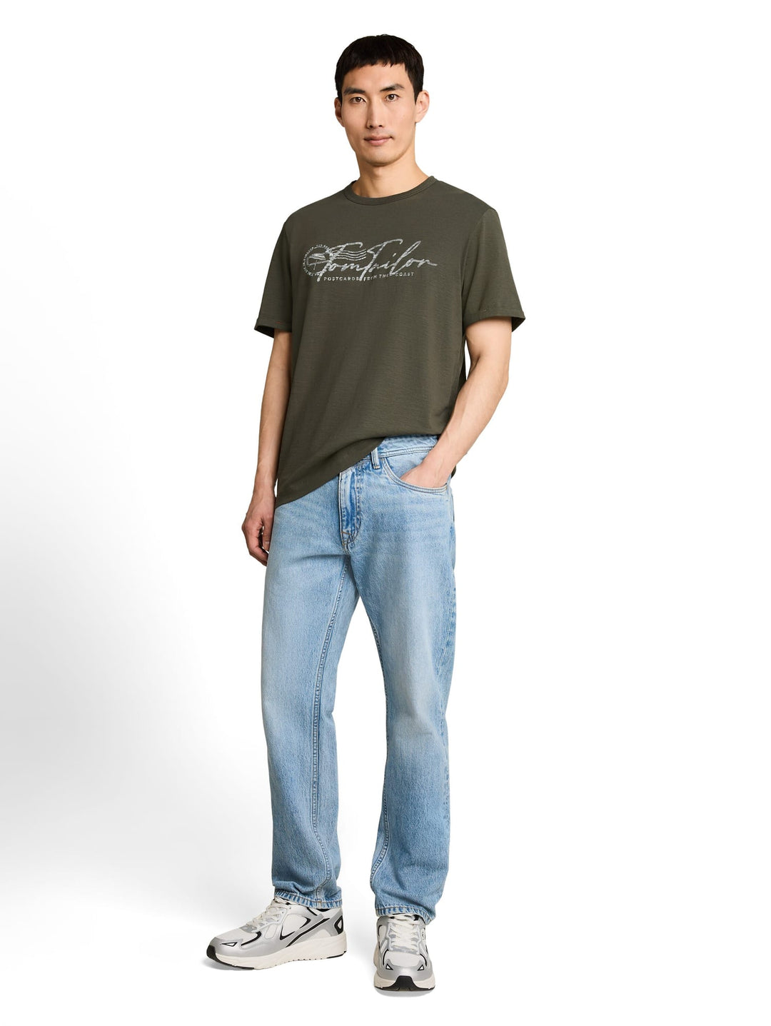 Tom Tailor T-shirt met logoprint army – heren