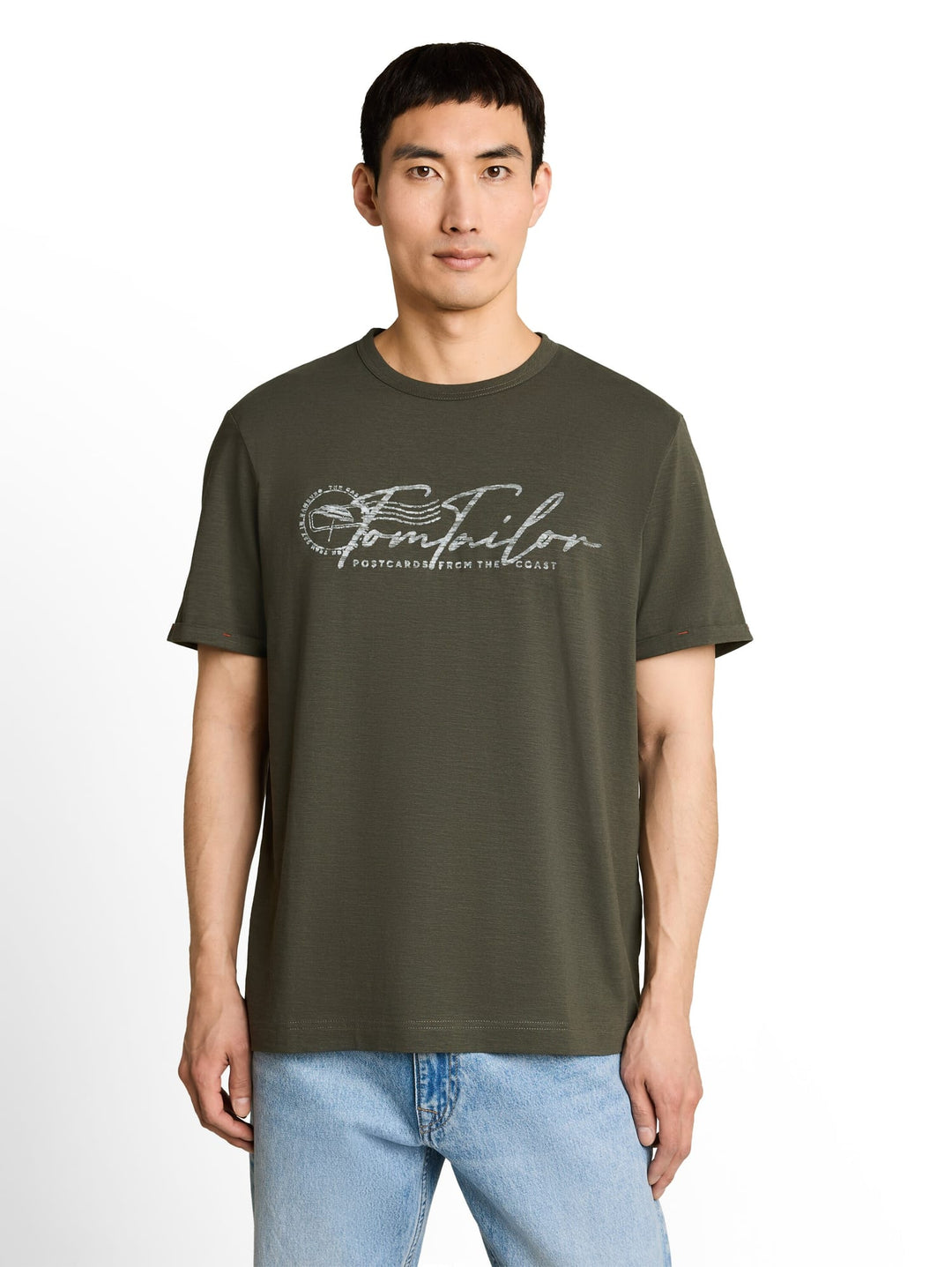 Tom Tailor T-shirt met logoprint army – heren