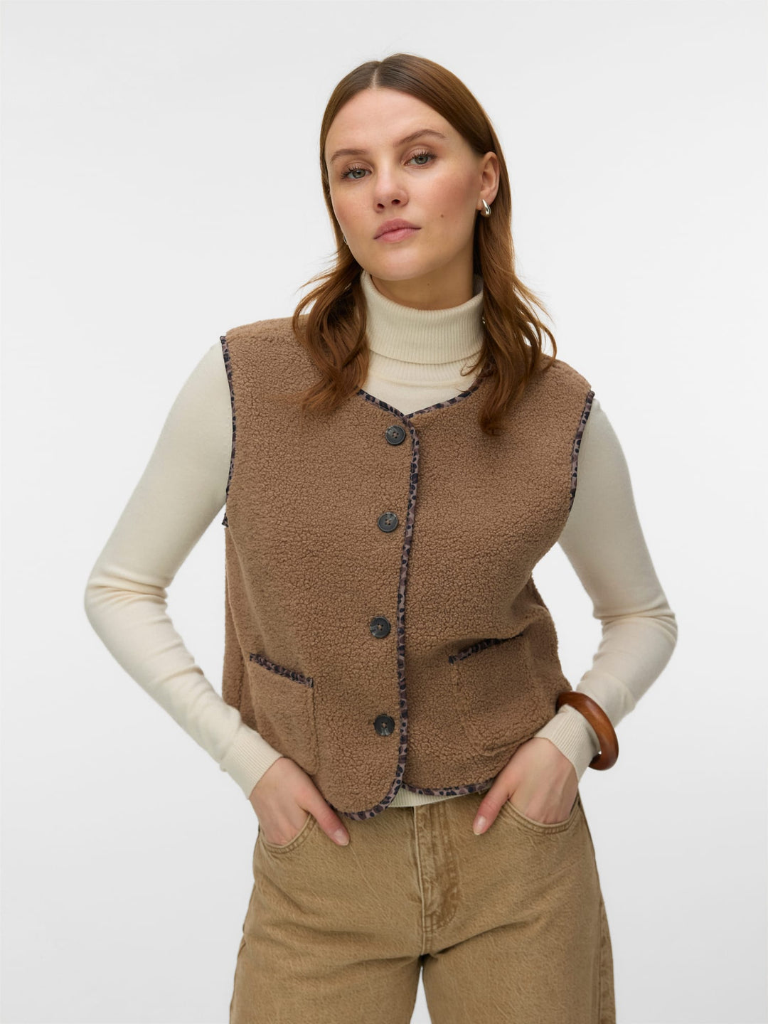 VERO MODA gilet gebreid camel – dames