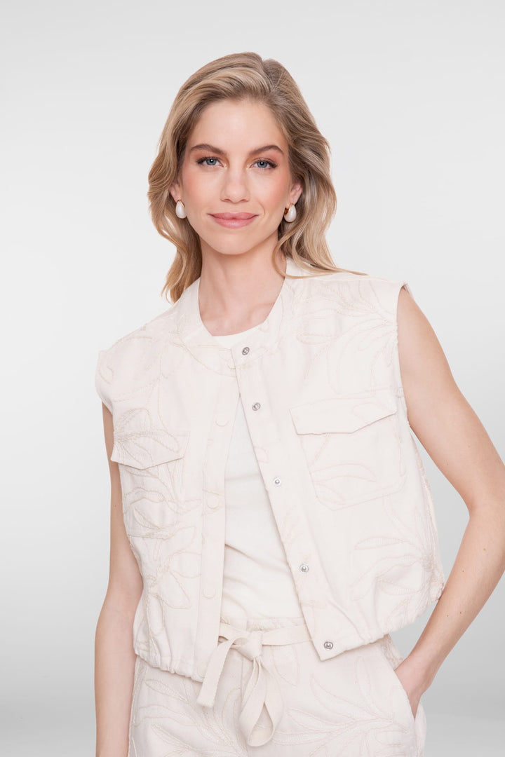 Geisha gilet denim dames ecru – 65307-10
