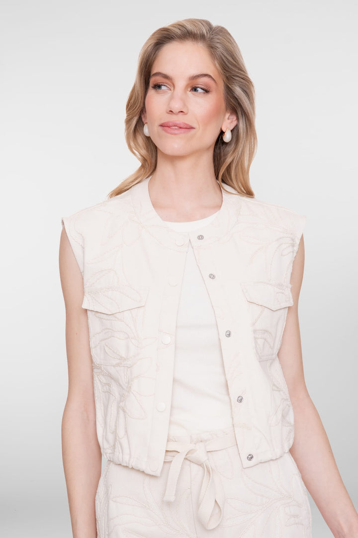 Geisha gilet denim dames ecru – 65307-10