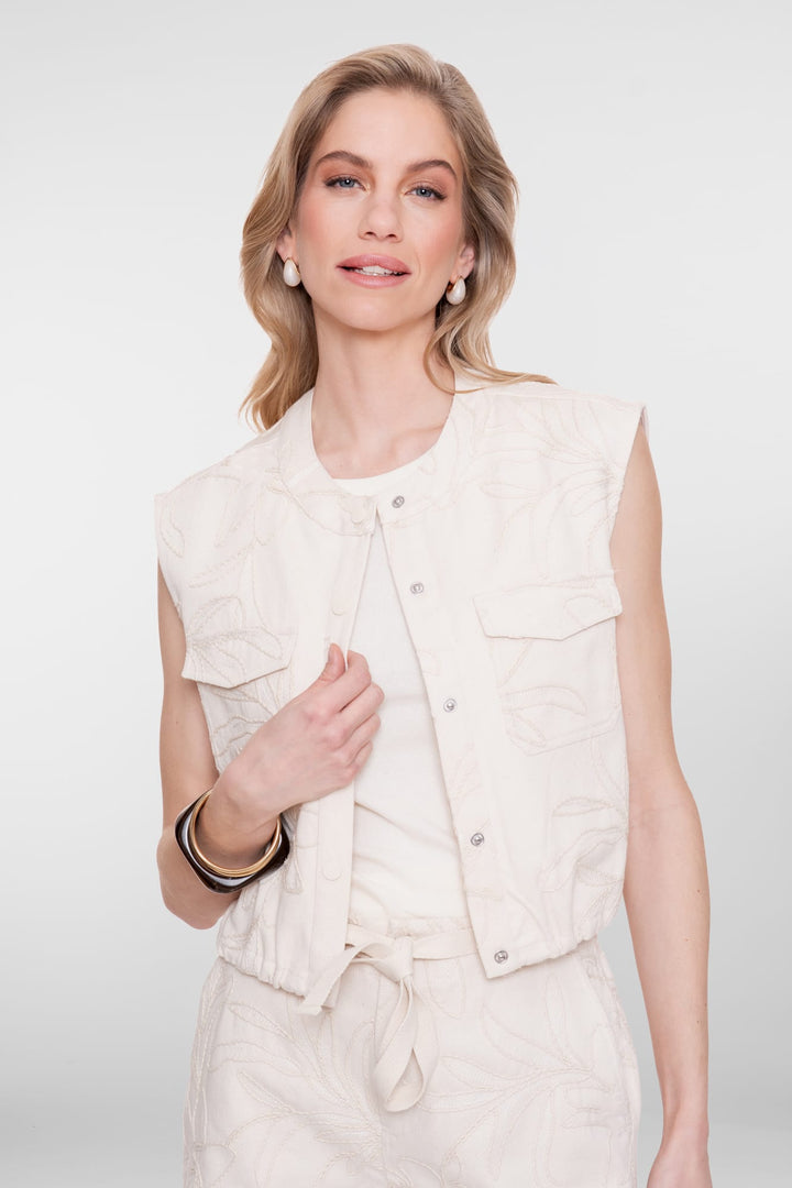 Geisha gilet denim dames ecru – 65307-10