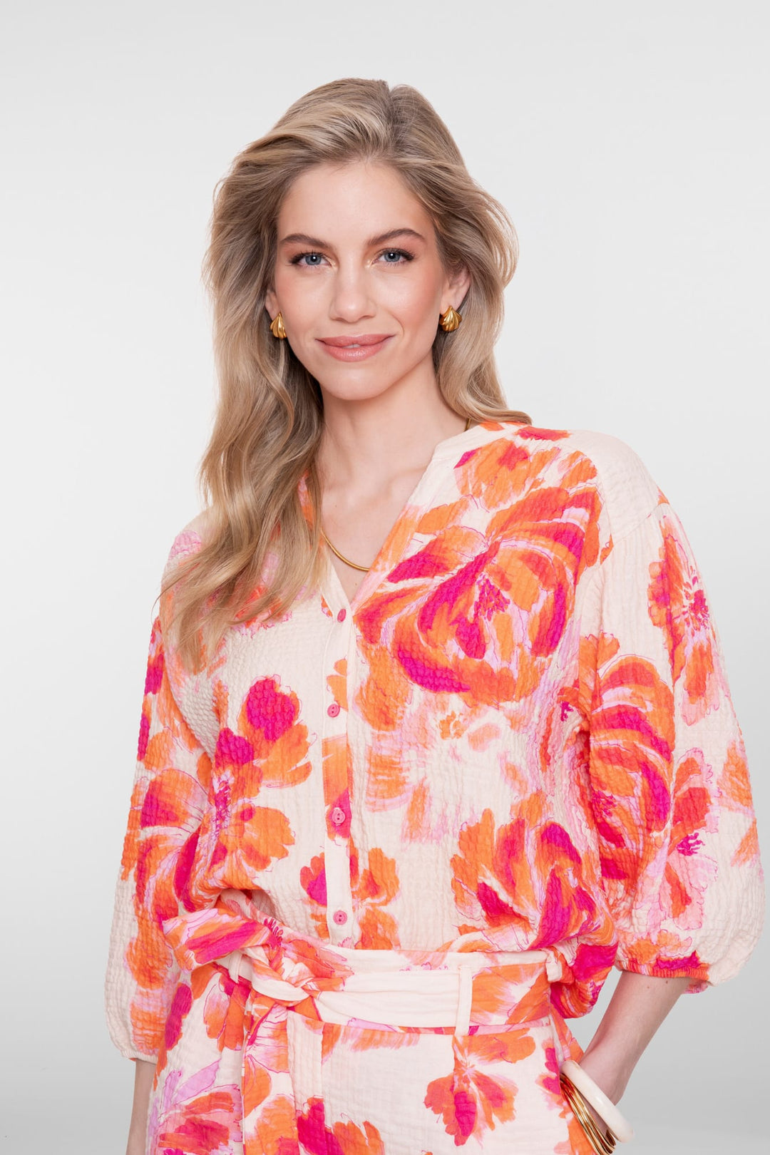 Geisha blouse 63490-20 oranje dessin – dames