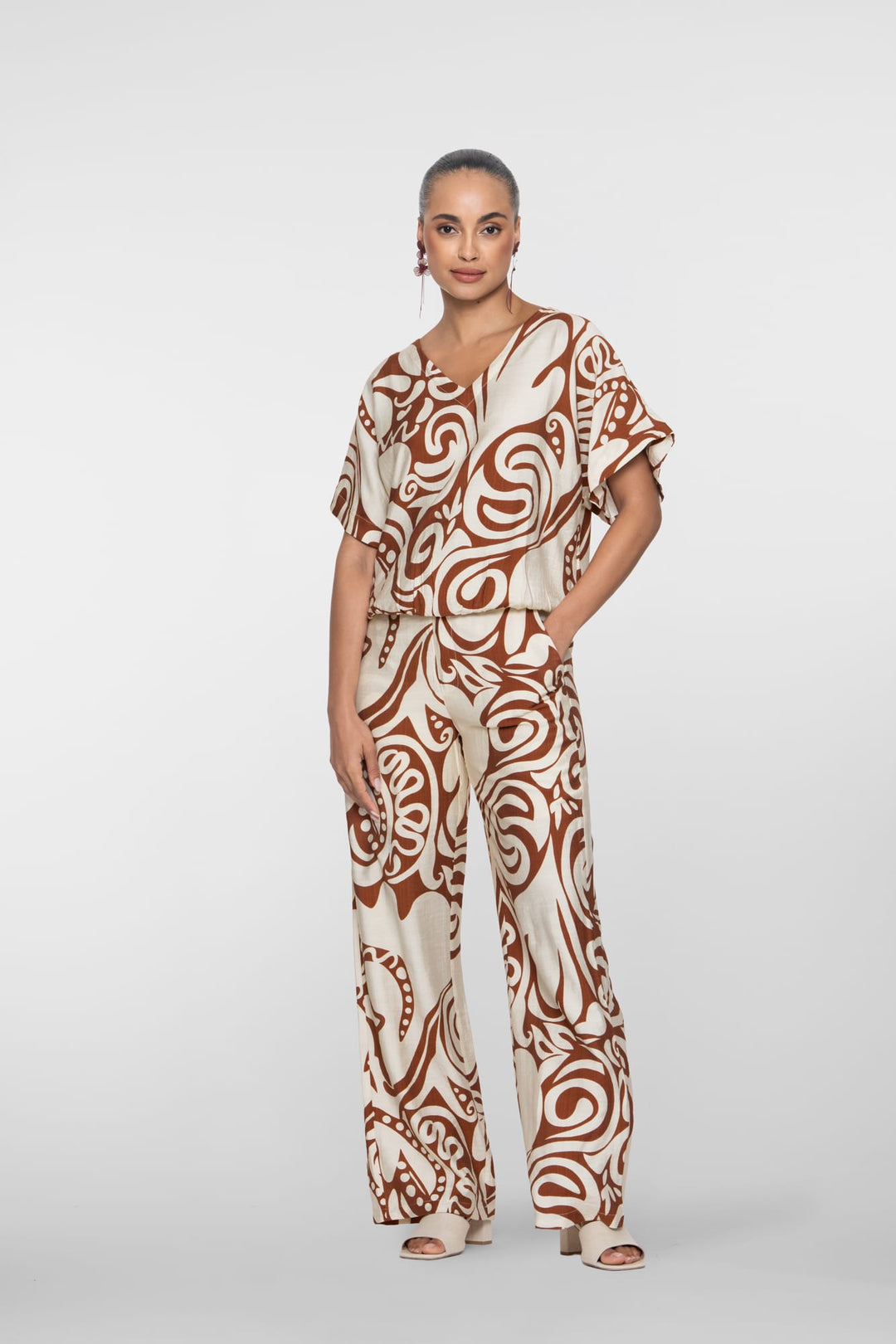 Geisha lange broek ecru dessin – dames