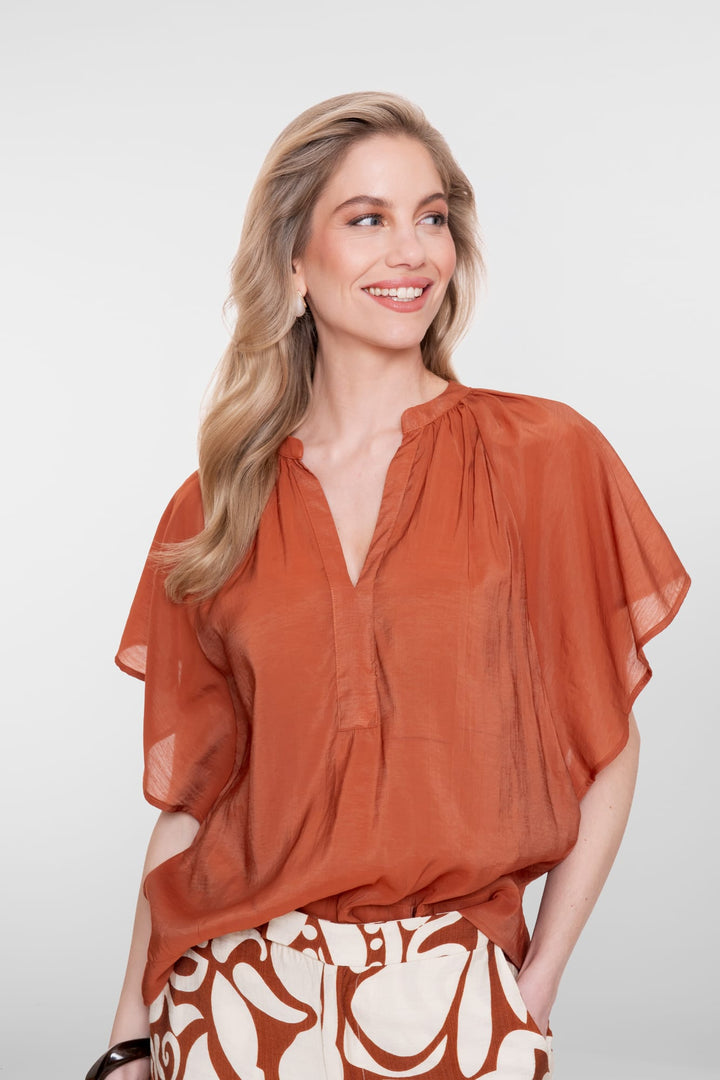 Geisha dames top bat sleeve roest – dames