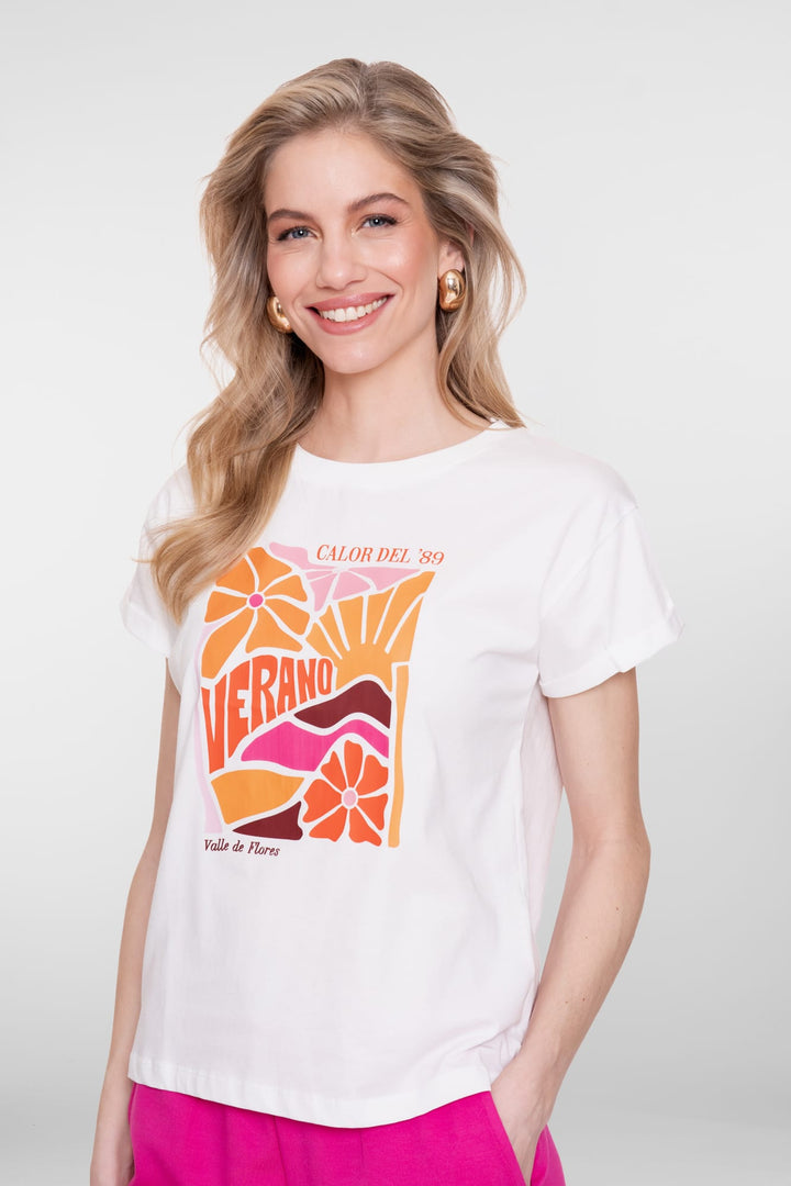 Geisha 62355-24 T-shirt k/m dames off-white