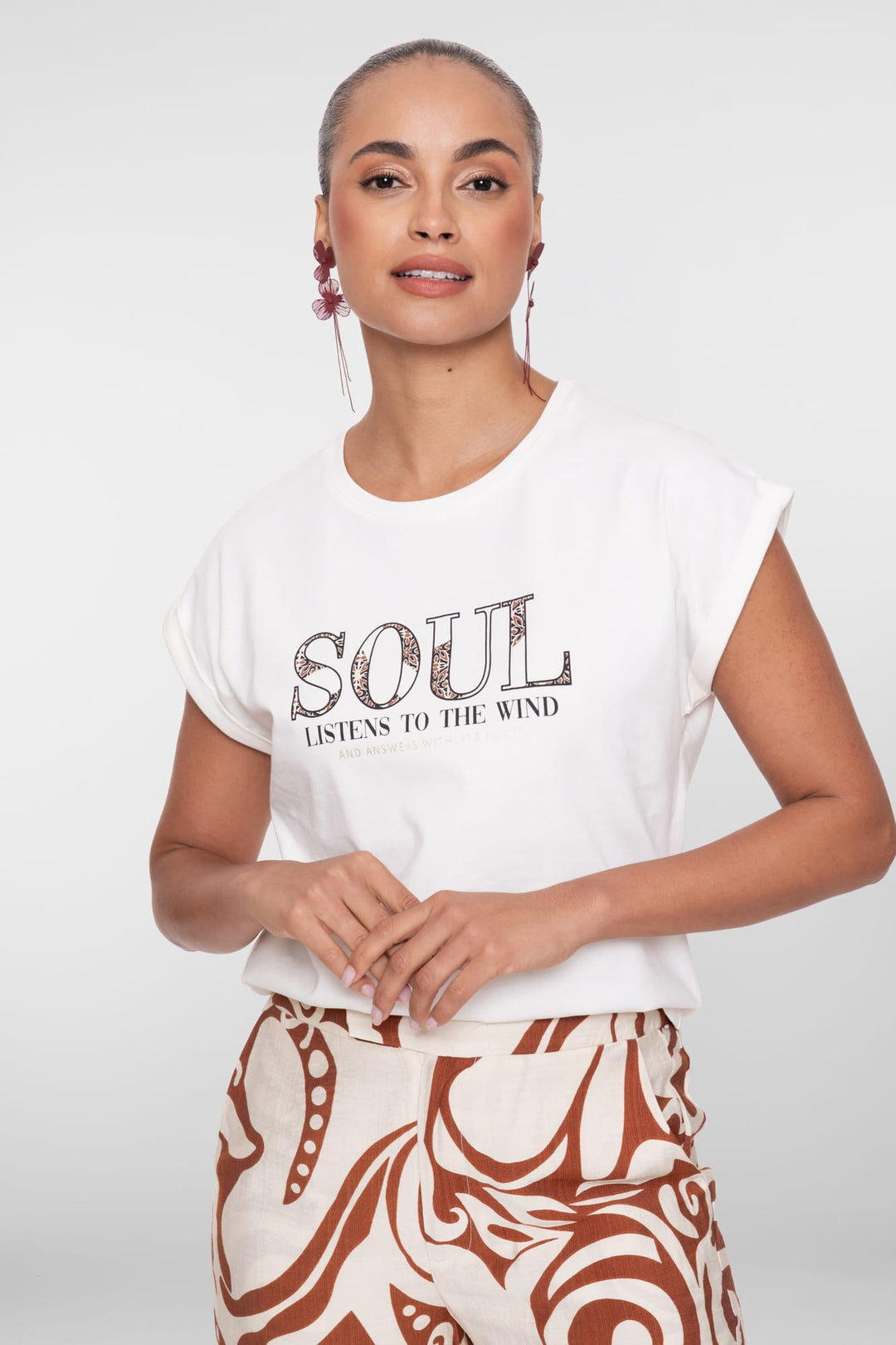 Geisha T-shirt 'soul' off-white – dames