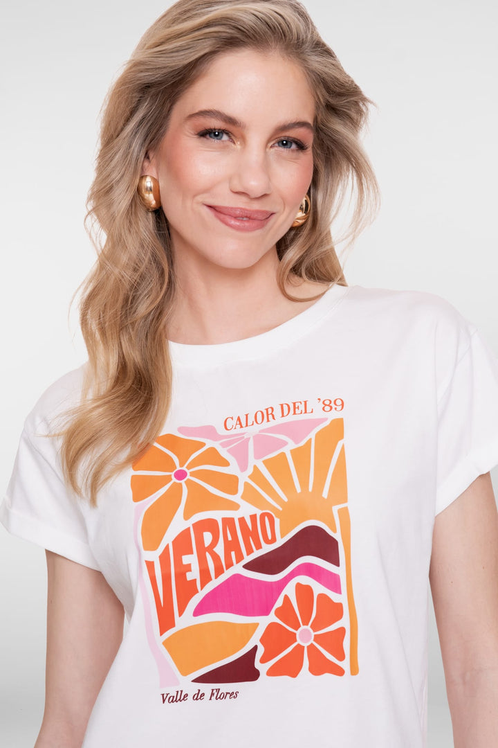 Geisha 62355-24 T-shirt k/m dames off-white