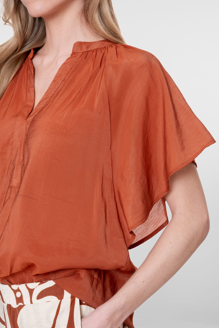 Geisha dames top bat sleeve roest – dames