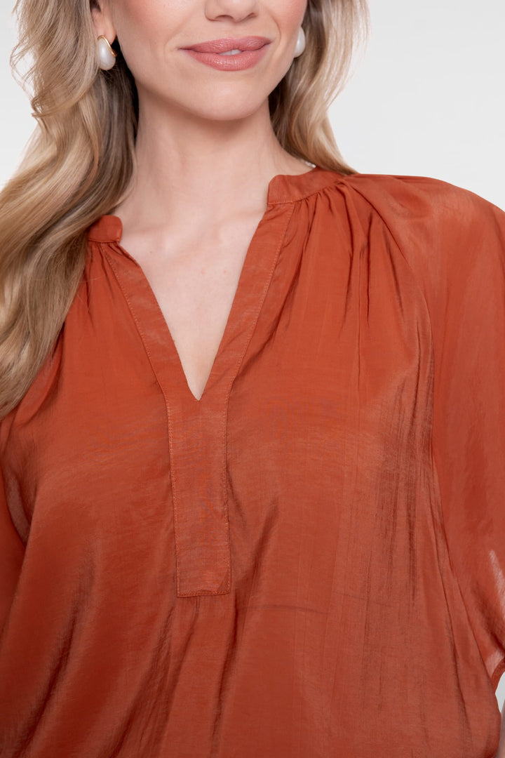 Geisha dames top bat sleeve roest – dames