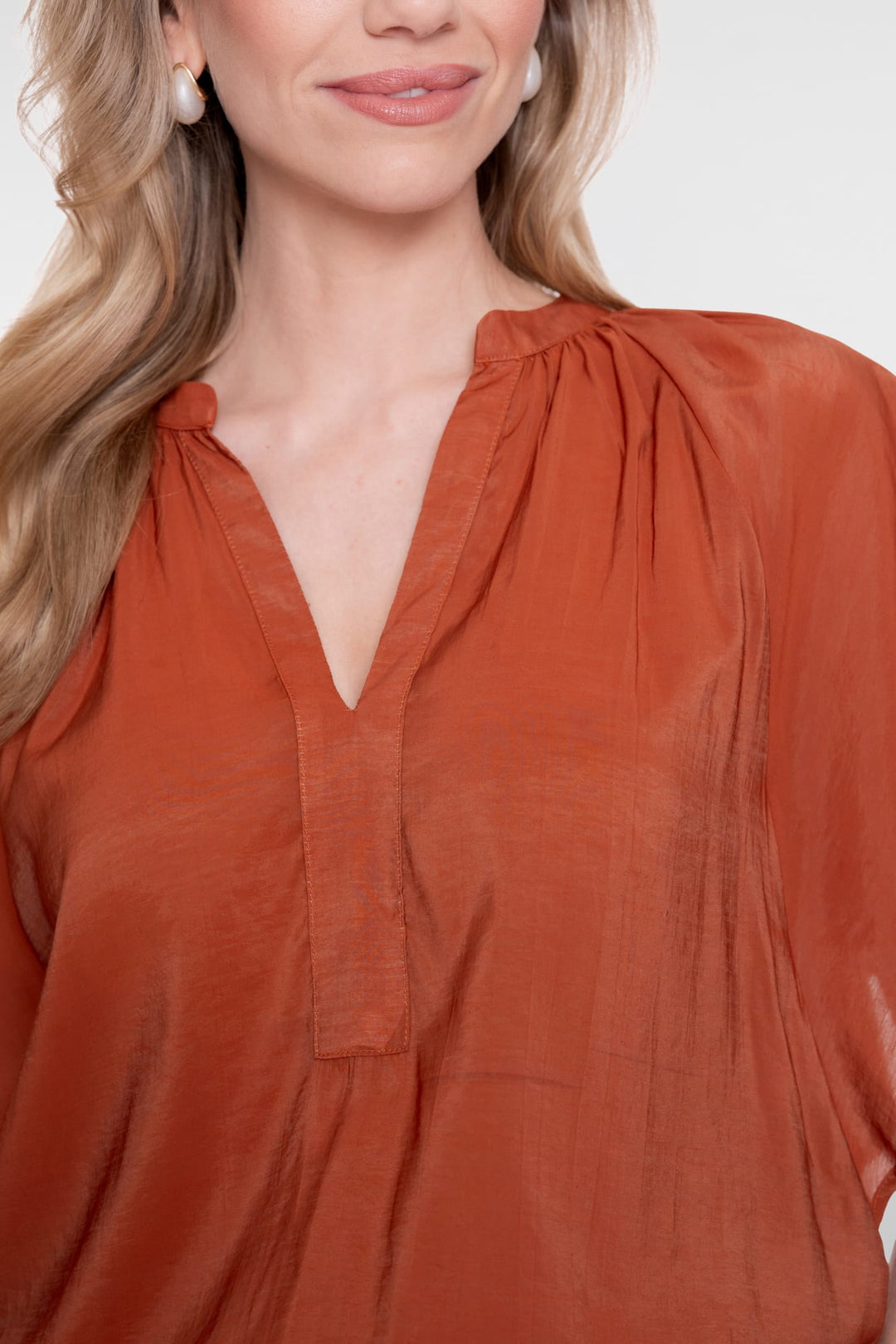 Geisha dames top bat sleeve roest – dames