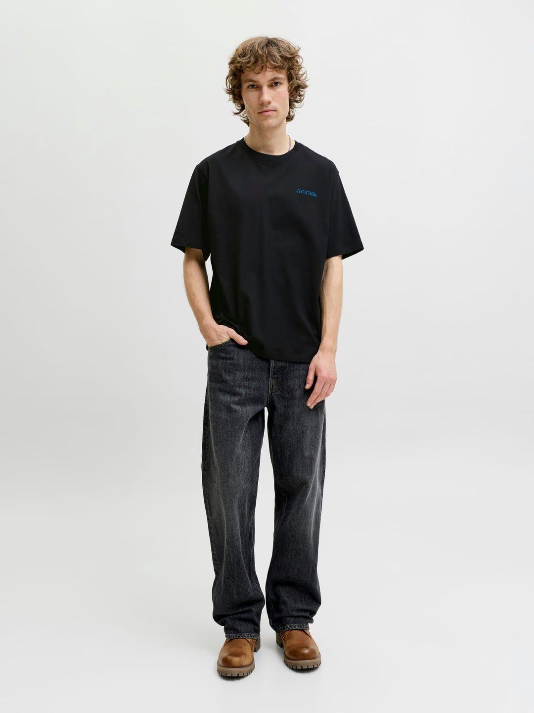 Jack & Jones JJLEMON TEE SS CREW NECK zwart – heren